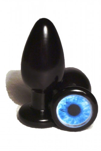Анальная пробка с изображением "глаз" черного цвета 32мм
