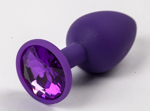 Пробка силиконовая фиолетовая с фиолетовым стразом 7,1 х 2,8 см