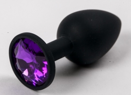 Пробка силиконовая черная с фиолетовым стразом 7,1 х 2,8 см