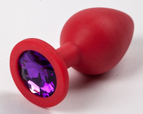 Пробка силиконовая красная с фиолетовым стразом 8,2 х 3,5 см