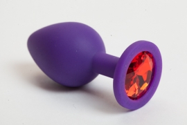 Пробка силиконовая фиолетовая с красным кристаллом 9,5х4см