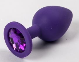 Пробка силиконовая фиолетовая с прозрачным стразом 9,5х4см
