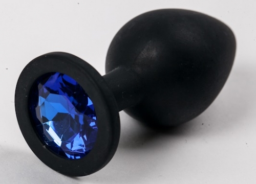 Пробка силиконовая черная с синим стразом 8,2 х 3,5 см