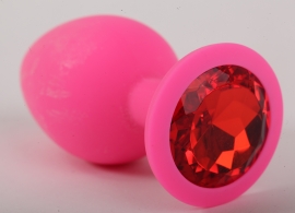 Пробка силиконовая розовая с алым кристаллом 9,5х4см