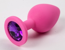 Пробка силиконовая розовая с фиолетовым стразом 9,5х4см