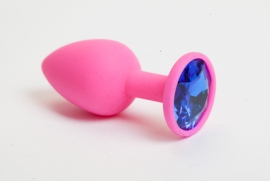 Пробка силиконовая розовая с синим кристаллом 7,1 х 2,8 см
