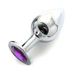 Анальная пробка с кристаллом Large Silver Purple