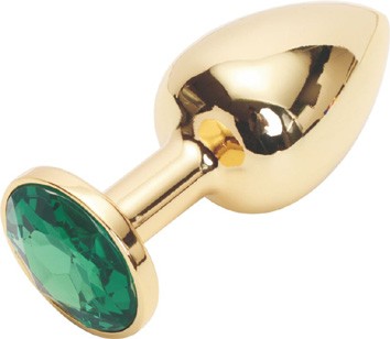 Анальная пробка с кристаллом Small Gold Emerald