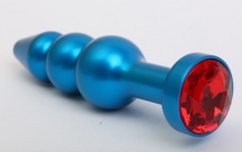 Пробка металл фигурная елочка синяя с красным стразом 11,2х2,9см