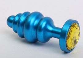Пробка фигурная металл 7,3х2,9см синяя с желтым стразом