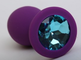 Пробка силиконовая фиолетовая с голубым стразом 9,5х4см