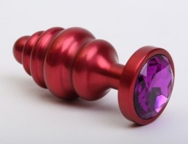 Пробка металл 7,3х2,9см фигурная красная фиолетовый страз