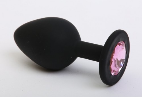 Пробка силиконовая черная с розовым стразом 7,1х2,8см