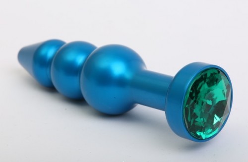 Пробка металл фигурная елочка синяя с зеленым стразом 11,2х2,9см
