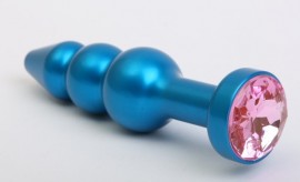 Пробка металл фигурная елочка синяя с розовым стразом 11,2х2,9см