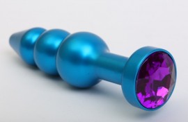 Пробка металл фигурная елочка синяя с фиолетовым стразом 11,2х2,9см