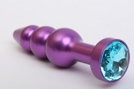 Пробка металл фигурная елочка фиолетовая с голубым стразом 11,2х2,9см