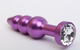 Пробка металл фигурная елочка фиолетовая с прозрачным стразом 11,2х2,9см