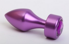 Анальная пробка металл фиолетовая с фиолетовым стразом 7,8х2,9см