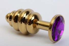 Пробка металл 7,3х2,9см фигурная золото фиолетовый страз