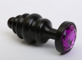 Пробка металл 7,3х2,9см фигурная черная фиолетовый страз