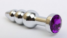 Пробка металл фигурная елочка серебро с фиолетовым стразом 11,2х2,9см
