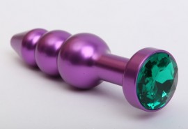Пробка металл фигурная елочка фиолетовая с зеленым стразом 11,2х2,9см
