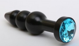 Пробка металл фигурная елочка черная с голубым стразом 11,2х2,9см