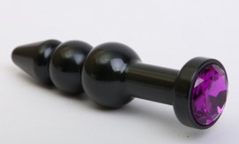 Пробка металл фигурная елочка черная с фиолетовым стразом 11,2х2,9см