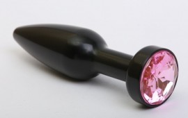 Пробка металл черная с розовым стразом 11,2х2,9см