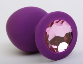 Пробка силиконовая фиолетовая с розовым стразом 8,2х3,5см