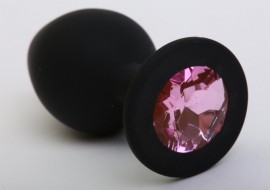 Пробка силиконовая черная с розовым стразом 8,2х3,5см