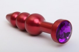 Пробка металл фигурная елочка красная с фиолетовым стразом 11,2х2,9см