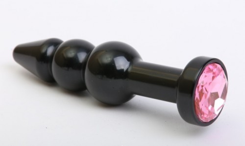 Пробка металл фигурная елочка черная с розовым стразом 11,2х2,9см