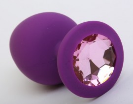 Пробка силиконовая фиолетовая с розовым стразом 9,5х4см